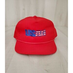VINTAGE Headwear Embroidered USAG Trucker Cap Snap Back Made in Sri Lanka Red